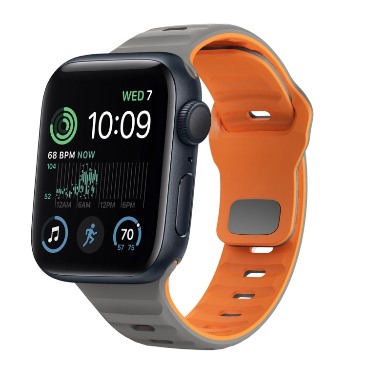 Wellenstruktur Silikon-Uhrenarmband mit umgekehrter Schnalle, für Apple Watch Series 7 41mm, für Apple Watch Series 7 45mm, für Apple Watch SE 40mm, für Apple Watch SE 44mm