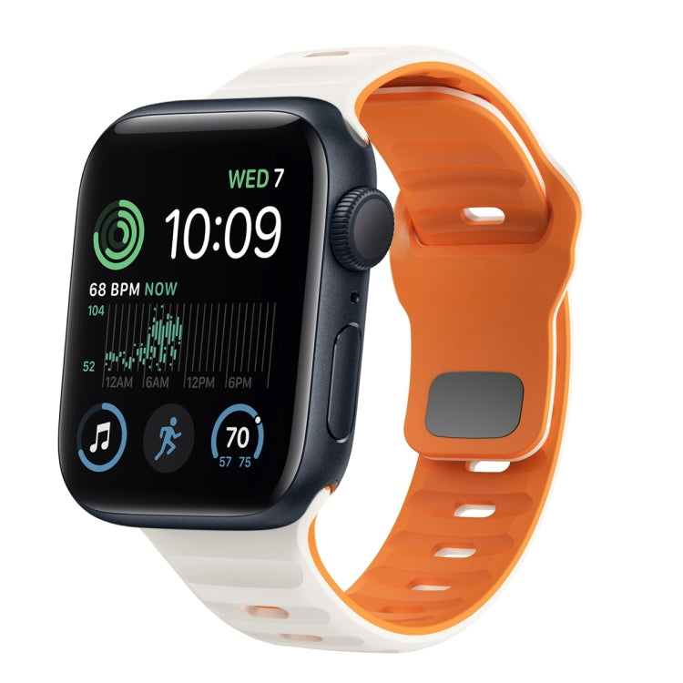 Wellenstruktur Silikon-Uhrenarmband mit umgekehrter Schnalle, für Apple Watch Series 7 41mm, für Apple Watch Series 7 45mm, für Apple Watch SE 40mm, für Apple Watch SE 44mm