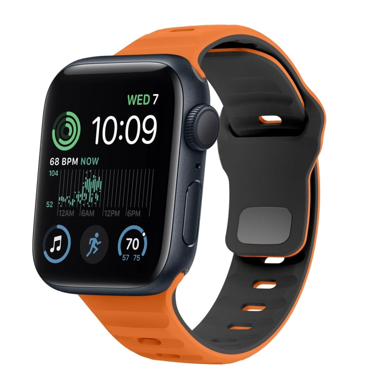 Wellenstruktur Silikon-Uhrenarmband mit umgekehrter Schnalle, für Apple Watch Series 7 41mm, für Apple Watch Series 7 45mm, für Apple Watch SE 40mm, für Apple Watch SE 44mm
