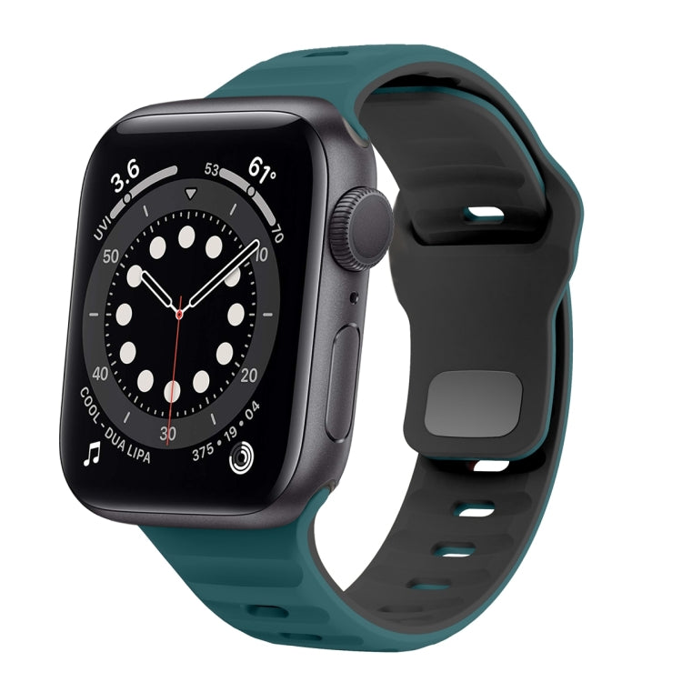 Wellenstruktur Silikon-Uhrenarmband mit umgekehrter Schnalle, für Apple Watch Series 6 40mm, für Apple Watch Series 6 44mm, für Apple Watch Series 5 44mm, für Apple Watch Series 5 40mm
