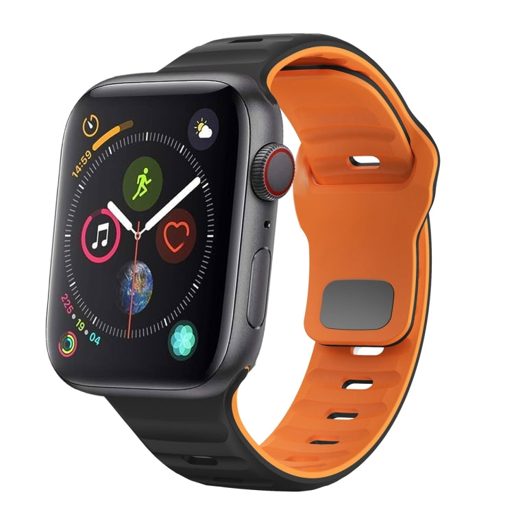 Wellenstruktur Silikon-Uhrenarmband mit umgekehrter Schnalle, für Apple Watch Series 4 44mm, für Apple Watch Series 4 40mm, für Apple Watch Series 3 38mm, für Apple Watch Series 3 42mm