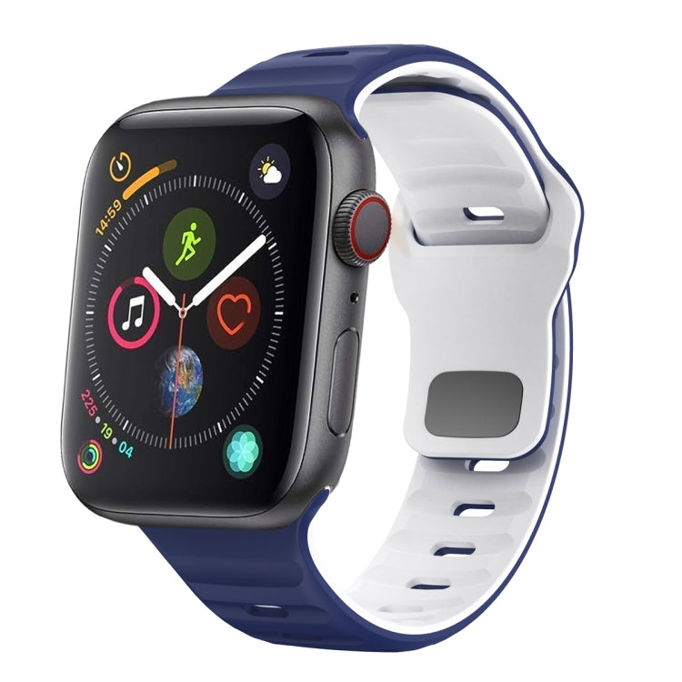 Wellenstruktur Silikon-Uhrenarmband mit umgekehrter Schnalle, für Apple Watch Series 4 44mm, für Apple Watch Series 4 40mm, für Apple Watch Series 3 38mm, für Apple Watch Series 3 42mm