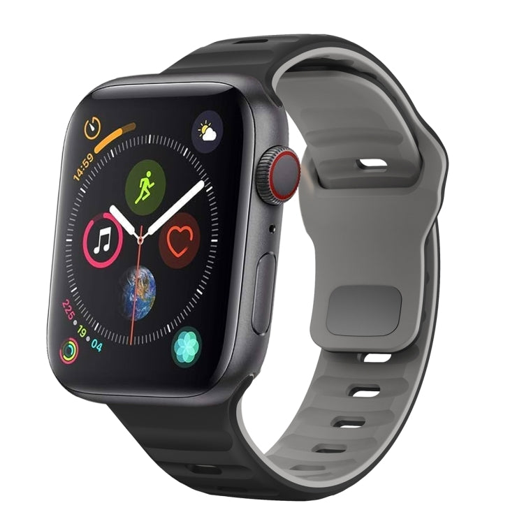 Wellenstruktur Silikon-Uhrenarmband mit umgekehrter Schnalle, für Apple Watch Series 4 44mm, für Apple Watch Series 4 40mm, für Apple Watch Series 3 38mm, für Apple Watch Series 3 42mm