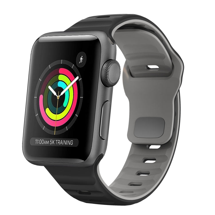 Wellenstruktur Silikon-Uhrenarmband mit umgekehrter Schnalle, für Apple Watch Series 4 44mm, für Apple Watch Series 4 40mm, für Apple Watch Series 3 38mm, für Apple Watch Series 3 42mm