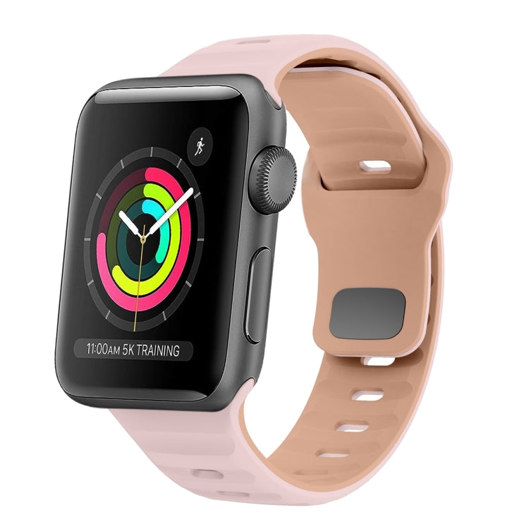 Wellenstruktur Silikon-Uhrenarmband mit umgekehrter Schnalle, für Apple Watch Series 4 44mm, für Apple Watch Series 4 40mm, für Apple Watch Series 3 38mm, für Apple Watch Series 3 42mm