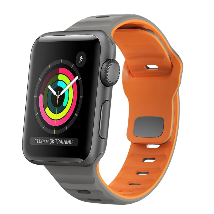 Wellenstruktur Silikon-Uhrenarmband mit umgekehrter Schnalle, für Apple Watch Series 4 44mm, für Apple Watch Series 4 40mm, für Apple Watch Series 3 38mm, für Apple Watch Series 3 42mm
