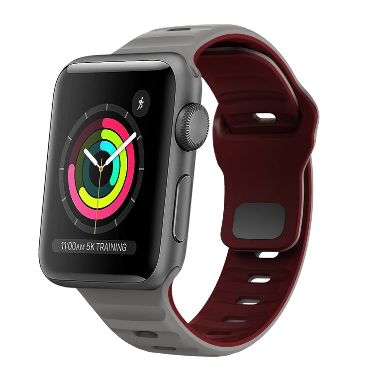 Wellenstruktur Silikon-Uhrenarmband mit umgekehrter Schnalle, für Apple Watch Series 4 44mm, für Apple Watch Series 4 40mm, für Apple Watch Series 3 38mm, für Apple Watch Series 3 42mm