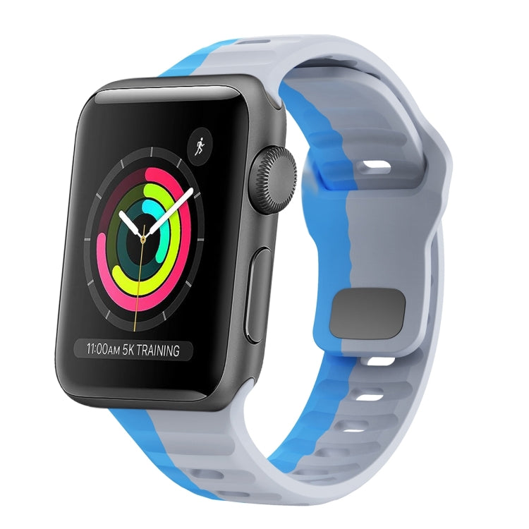 Wellenstruktur Silikon-Uhrenarmband mit umgekehrter Schnalle, für Apple Watch Series 4 44mm, für Apple Watch Series 4 40mm, für Apple Watch Series 3 38mm, für Apple Watch Series 3 42mm