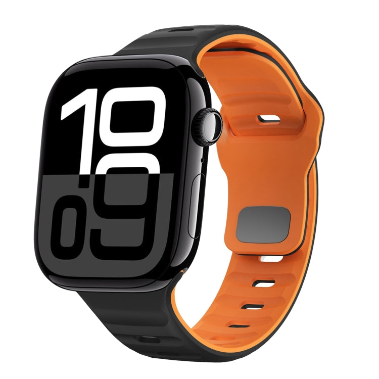 Wellenstruktur Silikon-Uhrenarmband mit umgekehrter Schnalle, für Apple Watch Series 10 46mm, für Apple Watch Series 10 42mm, für Apple Watch SE 2023 44mm, für Apple Watch SE 2023 40mm