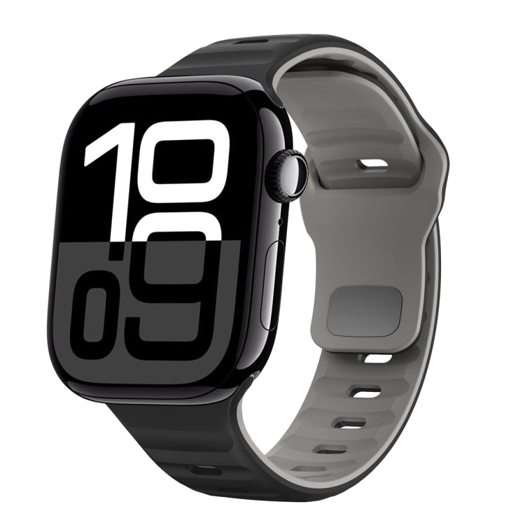 Wellenstruktur Silikon-Uhrenarmband mit umgekehrter Schnalle, für Apple Watch Series 10 46mm, für Apple Watch Series 10 42mm, für Apple Watch SE 2023 44mm, für Apple Watch SE 2023 40mm
