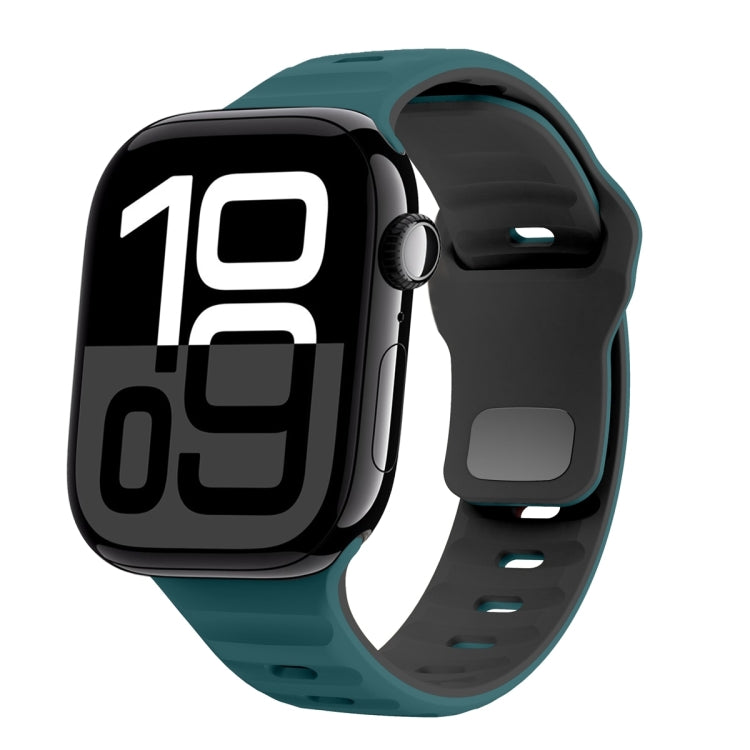 Wellenstruktur Silikon-Uhrenarmband mit umgekehrter Schnalle, für Apple Watch Series 10 46mm, für Apple Watch Series 10 42mm, für Apple Watch SE 2023 44mm, für Apple Watch SE 2023 40mm