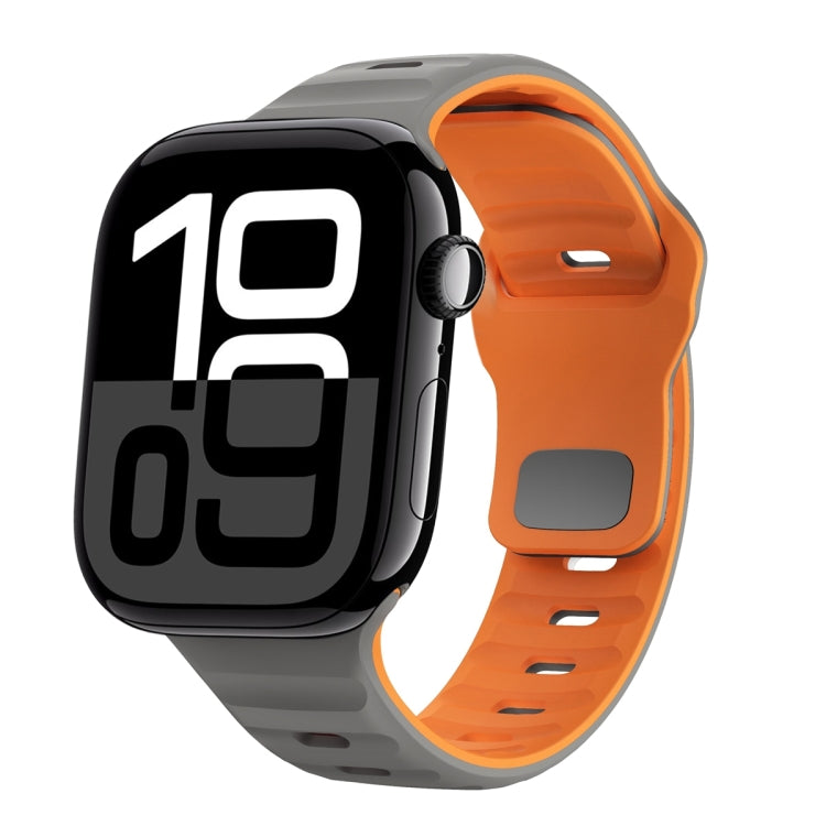 Wellenstruktur Silikon-Uhrenarmband mit umgekehrter Schnalle, für Apple Watch Series 10 46mm, für Apple Watch Series 10 42mm, für Apple Watch SE 2023 44mm, für Apple Watch SE 2023 40mm