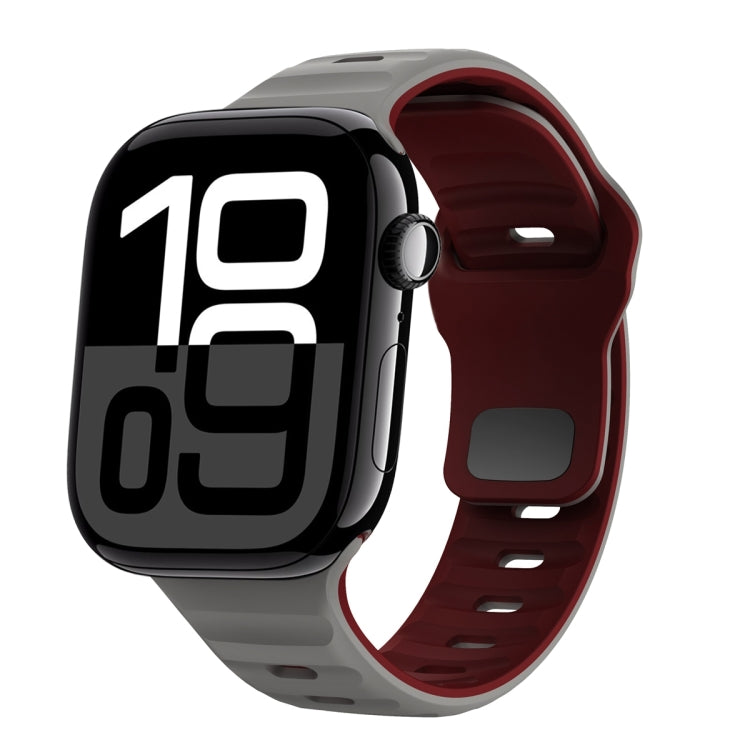 Wellenstruktur Silikon-Uhrenarmband mit umgekehrter Schnalle, für Apple Watch Series 10 46mm, für Apple Watch Series 10 42mm, für Apple Watch SE 2023 44mm, für Apple Watch SE 2023 40mm