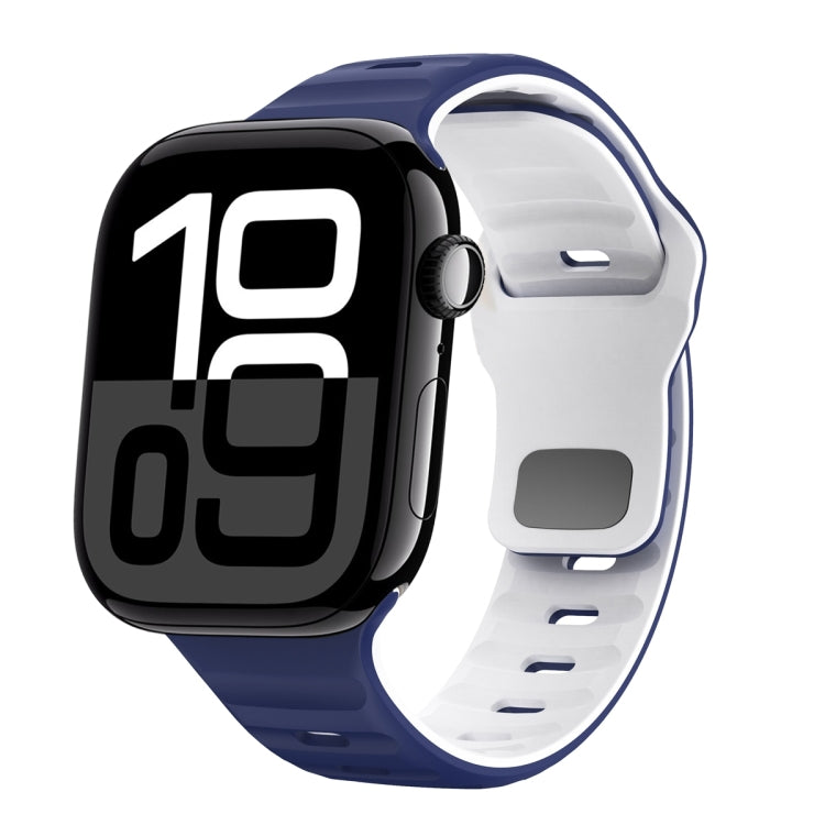 Wellenstruktur Silikon-Uhrenarmband mit umgekehrter Schnalle, für Apple Watch Series 10 46mm, für Apple Watch Series 10 42mm, für Apple Watch SE 2023 44mm, für Apple Watch SE 2023 40mm