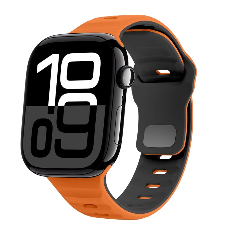 Wellenstruktur Silikon-Uhrenarmband mit umgekehrter Schnalle, für Apple Watch Series 10 46mm, für Apple Watch Series 10 42mm, für Apple Watch SE 2023 44mm, für Apple Watch SE 2023 40mm