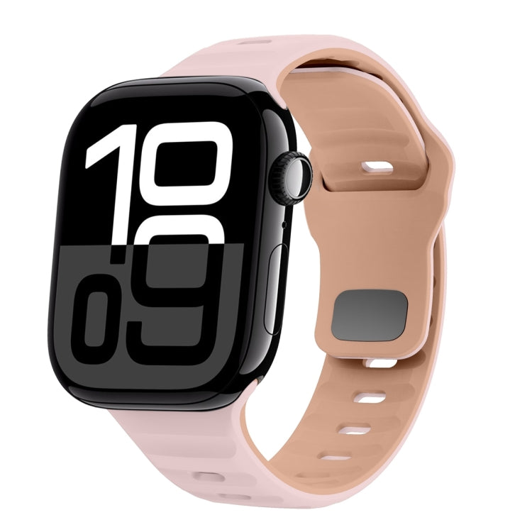 Wellenstruktur Silikon-Uhrenarmband mit umgekehrter Schnalle, für Apple Watch Series 10 46mm, für Apple Watch Series 10 42mm, für Apple Watch SE 2023 44mm, für Apple Watch SE 2023 40mm