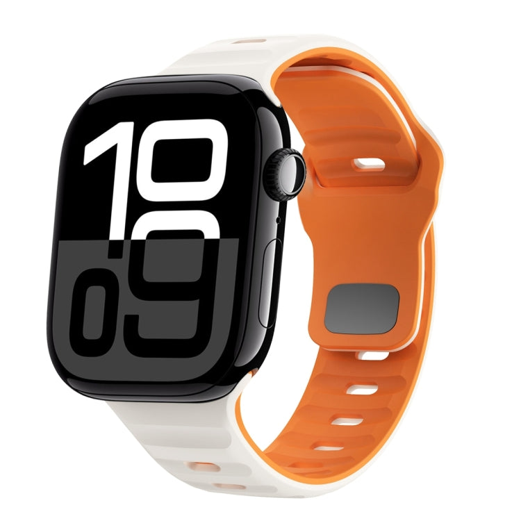 Wellenstruktur Silikon-Uhrenarmband mit umgekehrter Schnalle, für Apple Watch Series 10 46mm, für Apple Watch Series 10 42mm, für Apple Watch SE 2023 44mm, für Apple Watch SE 2023 40mm