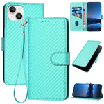 YX0070 Carbon Fiber Buckle Leather Phone Case with Lanyard, For iPhone 16 Pro, For iPhone 16 Plus, For iPhone 16, For iPhone 15 Pro Max, For iPhone 15 Pro, For iPhone 15 Plus