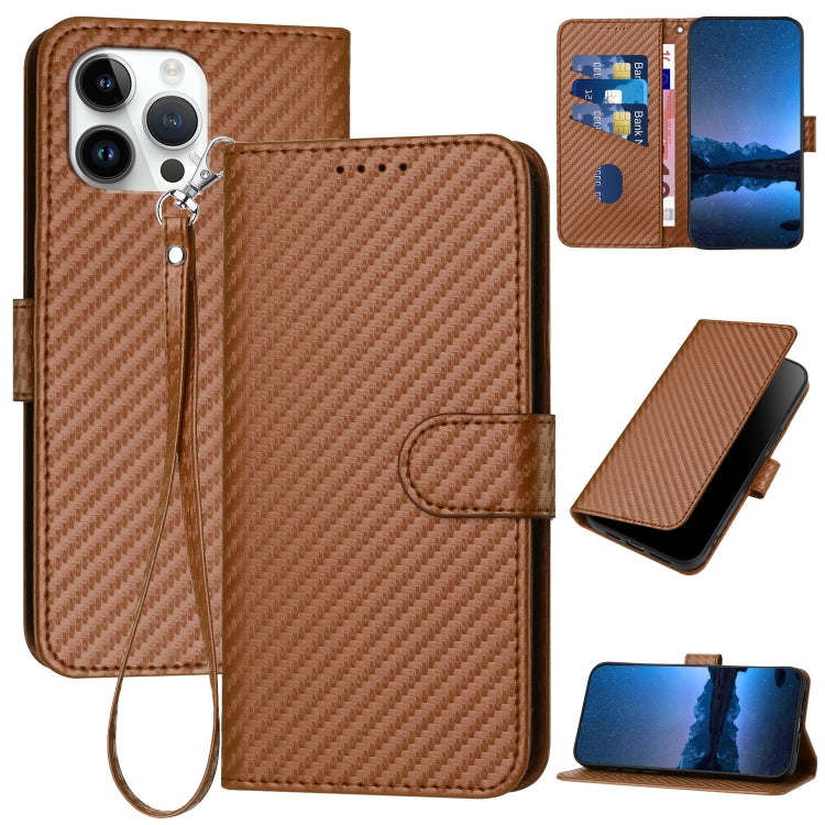 YX0070 Carbon-Faser-Schnalle Leder-Handyhülle mit Trageschlaufe, Für iPhone 13 Pro Max, Für iPhone 13 Pro, Für iPhone 13, Für iPhone 13 mini, Für iPhone 12 / 12 Pro, Für iPhone 12 Pro Max