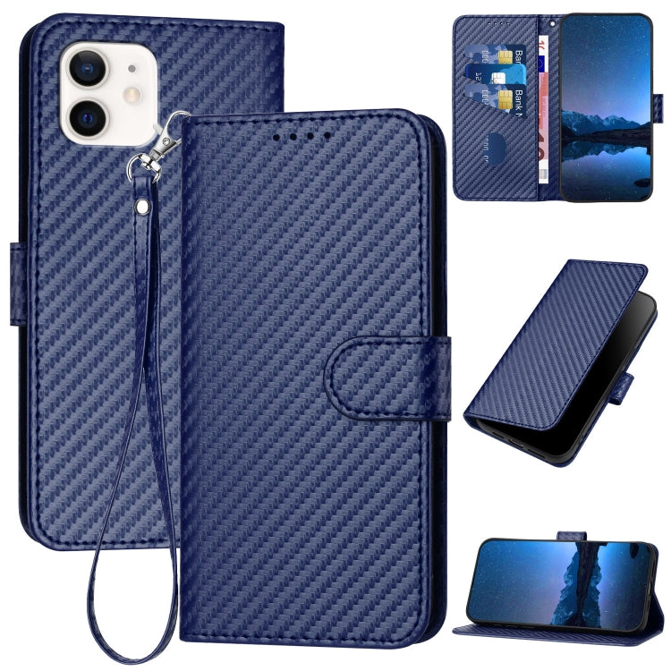 YX0070 Carbon-Faser-Schnalle Leder-Handyhülle mit Trageschlaufe, Für iPhone 13 Pro Max, Für iPhone 13 Pro, Für iPhone 13, Für iPhone 13 mini, Für iPhone 12 / 12 Pro, Für iPhone 12 Pro Max