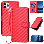 YX0070 Karbonfaser-Schnalle Leder-Handyhülle mit Trageschlaufe, Für iPhone 12 mini, Für iPhone 11 Pro Max, Für iPhone 11, Für iPhone 11 Pro, Für iPhone X / XS, Für iPhone XR