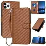 YX0070 Karbonfaser-Schnalle Leder-Handyhülle mit Trageschlaufe, Für iPhone 12 mini, Für iPhone 11 Pro Max, Für iPhone 11, Für iPhone 11 Pro, Für iPhone X / XS, Für iPhone XR