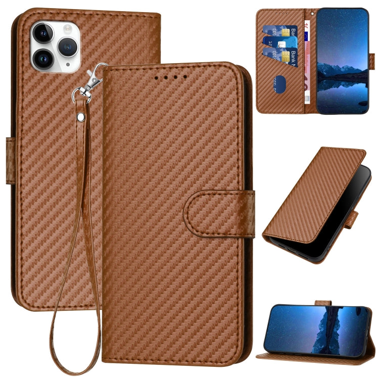 YX0070 Karbonfaser-Schnalle Leder-Handyhülle mit Trageschlaufe, Für iPhone 12 mini, Für iPhone 11 Pro Max, Für iPhone 11, Für iPhone 11 Pro, Für iPhone X / XS, Für iPhone XR