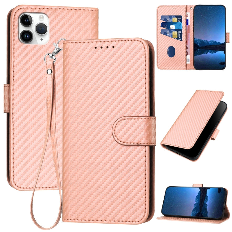 YX0070 Karbonfaser-Schnalle Leder-Handyhülle mit Trageschlaufe, Für iPhone 12 mini, Für iPhone 11 Pro Max, Für iPhone 11, Für iPhone 11 Pro, Für iPhone X / XS, Für iPhone XR