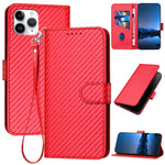 YX0070 Karbonfaser-Schnalle Leder-Handyhülle mit Trageschlaufe, Für iPhone 12 mini, Für iPhone 11 Pro Max, Für iPhone 11, Für iPhone 11 Pro, Für iPhone X / XS, Für iPhone XR