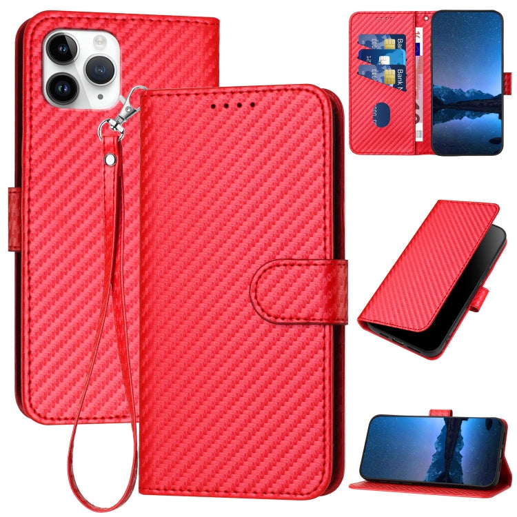 YX0070 Karbonfaser-Schnalle Leder-Handyhülle mit Trageschlaufe, Für iPhone 12 mini, Für iPhone 11 Pro Max, Für iPhone 11, Für iPhone 11 Pro, Für iPhone X / XS, Für iPhone XR