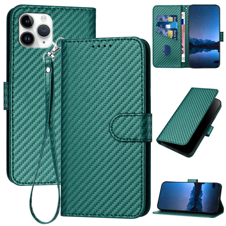 YX0070 Karbonfaser-Schnalle Leder-Handyhülle mit Trageschlaufe, Für iPhone 12 mini, Für iPhone 11 Pro Max, Für iPhone 11, Für iPhone 11 Pro, Für iPhone X / XS, Für iPhone XR