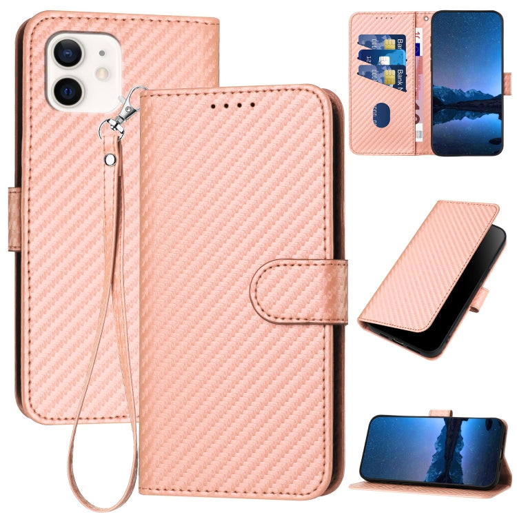 YX0070 Karbonfaser-Schnalle Leder-Handyhülle mit Trageschlaufe, Für iPhone 12 mini, Für iPhone 11 Pro Max, Für iPhone 11, Für iPhone 11 Pro, Für iPhone X / XS, Für iPhone XR