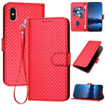 YX0070 Karbonfaser-Schnalle Leder-Handyhülle mit Trageschlaufe, Für iPhone 12 mini, Für iPhone 11 Pro Max, Für iPhone 11, Für iPhone 11 Pro, Für iPhone X / XS, Für iPhone XR