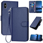 YX0070 Karbonfaser-Schnalle Leder-Handyhülle mit Trageschlaufe, Für iPhone 12 mini, Für iPhone 11 Pro Max, Für iPhone 11, Für iPhone 11 Pro, Für iPhone X / XS, Für iPhone XR