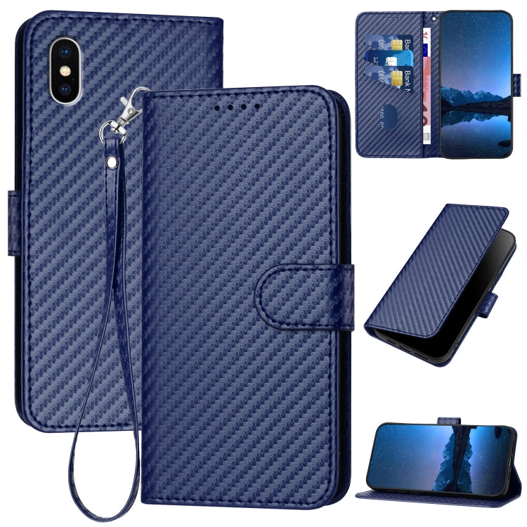 YX0070 Karbonfaser-Schnalle Leder-Handyhülle mit Trageschlaufe, Für iPhone 12 mini, Für iPhone 11 Pro Max, Für iPhone 11, Für iPhone 11 Pro, Für iPhone X / XS, Für iPhone XR