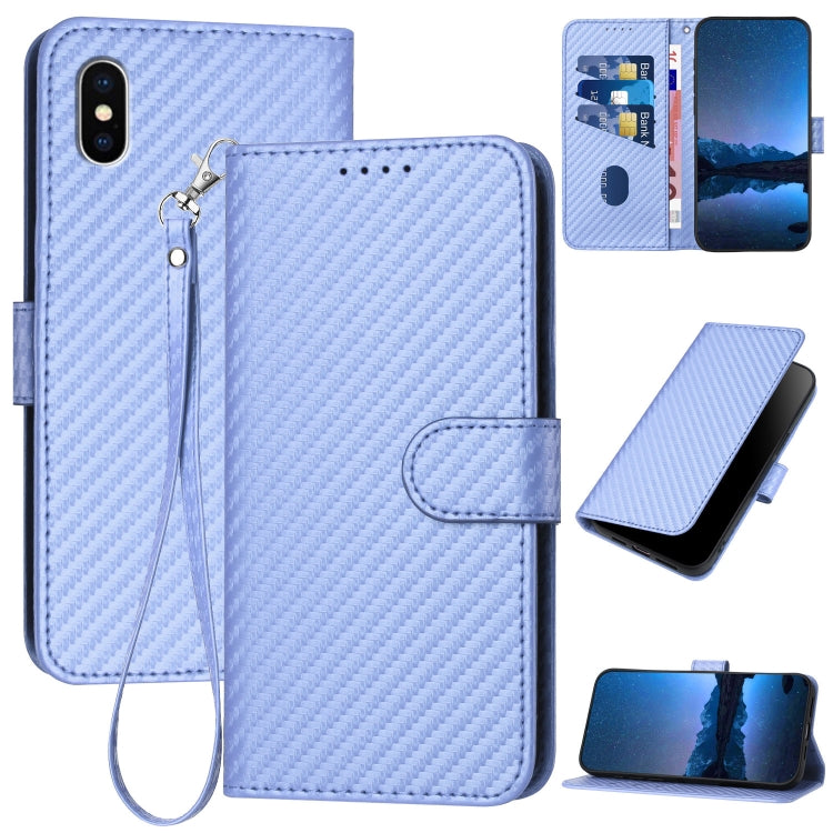 YX0070 Karbonfaser-Schnalle Leder-Handyhülle mit Trageschlaufe, Für iPhone 12 mini, Für iPhone 11 Pro Max, Für iPhone 11, Für iPhone 11 Pro, Für iPhone X / XS, Für iPhone XR