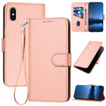 YX0070 Karbonfaser-Schnalle Leder-Handyhülle mit Trageschlaufe, Für iPhone 12 mini, Für iPhone 11 Pro Max, Für iPhone 11, Für iPhone 11 Pro, Für iPhone X / XS, Für iPhone XR