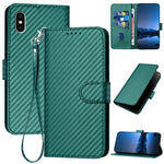 YX0070 Karbonfaser-Schnalle Leder-Handyhülle mit Trageschlaufe, Für iPhone 12 mini, Für iPhone 11 Pro Max, Für iPhone 11, Für iPhone 11 Pro, Für iPhone X / XS, Für iPhone XR