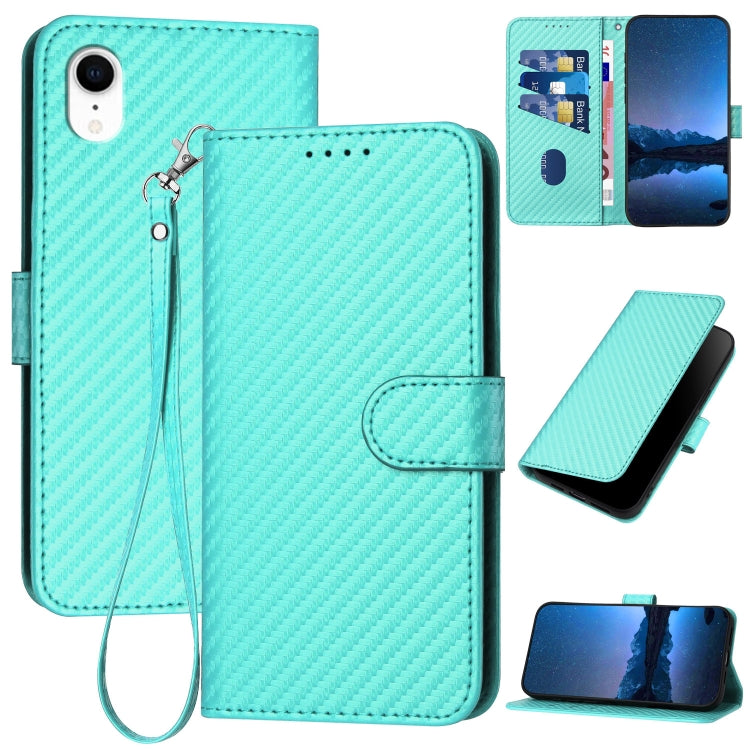 YX0070 Karbonfaser-Schnalle Leder-Handyhülle mit Trageschlaufe, Für iPhone 12 mini, Für iPhone 11 Pro Max, Für iPhone 11, Für iPhone 11 Pro, Für iPhone X / XS, Für iPhone XR