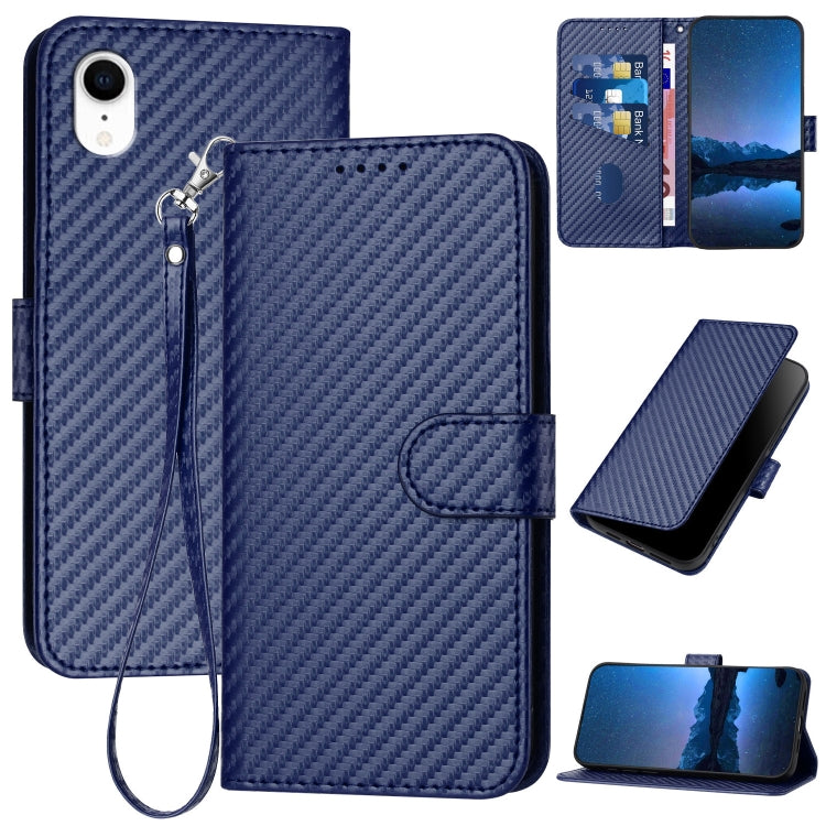 YX0070 Karbonfaser-Schnalle Leder-Handyhülle mit Trageschlaufe, Für iPhone 12 mini, Für iPhone 11 Pro Max, Für iPhone 11, Für iPhone 11 Pro, Für iPhone X / XS, Für iPhone XR