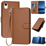 YX0070 Karbonfaser-Schnalle Leder-Handyhülle mit Trageschlaufe, Für iPhone 12 mini, Für iPhone 11 Pro Max, Für iPhone 11, Für iPhone 11 Pro, Für iPhone X / XS, Für iPhone XR