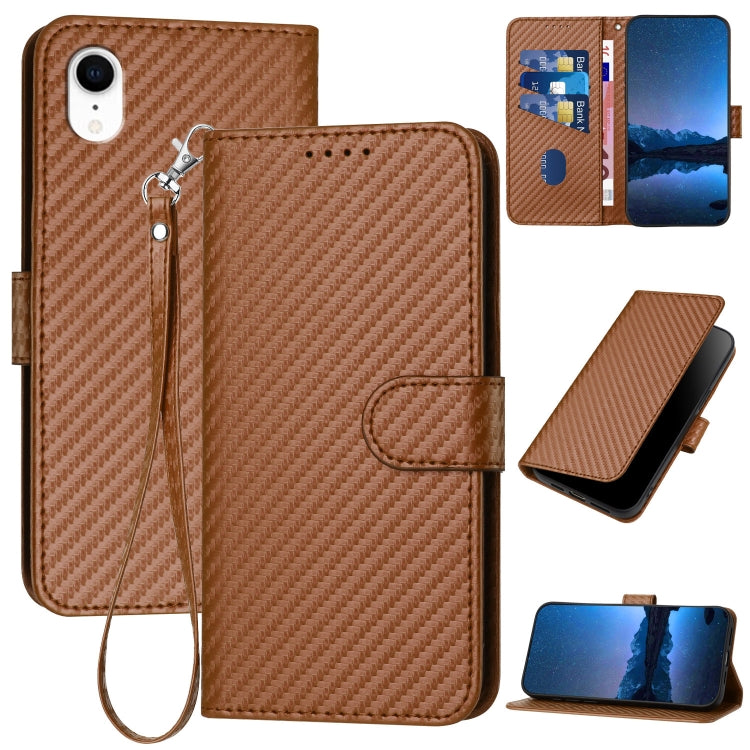 YX0070 Karbonfaser-Schnalle Leder-Handyhülle mit Trageschlaufe, Für iPhone 12 mini, Für iPhone 11 Pro Max, Für iPhone 11, Für iPhone 11 Pro, Für iPhone X / XS, Für iPhone XR