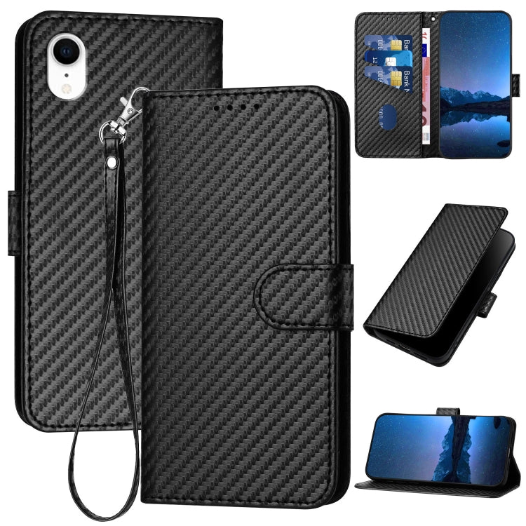 YX0070 Karbonfaser-Schnalle Leder-Handyhülle mit Trageschlaufe, Für iPhone 12 mini, Für iPhone 11 Pro Max, Für iPhone 11, Für iPhone 11 Pro, Für iPhone X / XS, Für iPhone XR