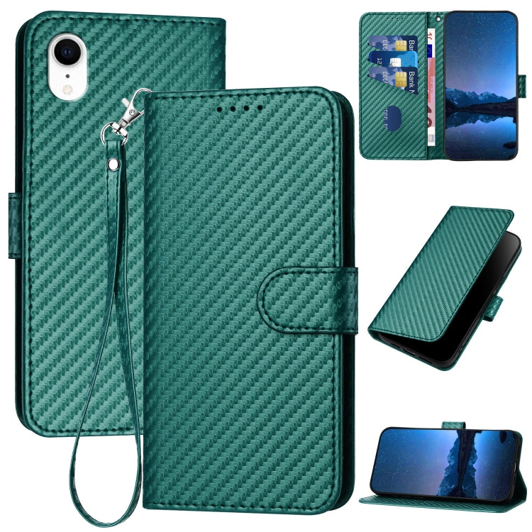 YX0070 Karbonfaser-Schnalle Leder-Handyhülle mit Trageschlaufe, Für iPhone 12 mini, Für iPhone 11 Pro Max, Für iPhone 11, Für iPhone 11 Pro, Für iPhone X / XS, Für iPhone XR