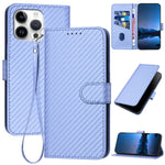 YX0070 Carbon Fiber Buckle Leather Phone Case with Lanyard, For iPhone 17e / 16e, For iPhone 17 Pro Max, For iPhone 17 Pro, For iPhone 17, For iPhone Air, For iPhone 16 Pro Max