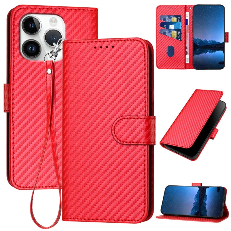 YX0070 Handyhülle aus Kohlefaserleder mit Schnalle und Umhängeband, für iPhone 16 Pro, für iPhone 16 Plus, für iPhone 16, für iPhone 15 Pro Max, für iPhone 15 Pro, für iPhone 15 Plus
