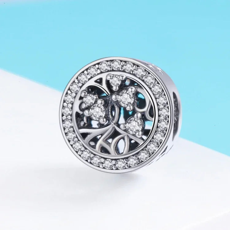 Lebensbaum-Armband aus 925er Sterlingsilber, verziert mit losen Perlen