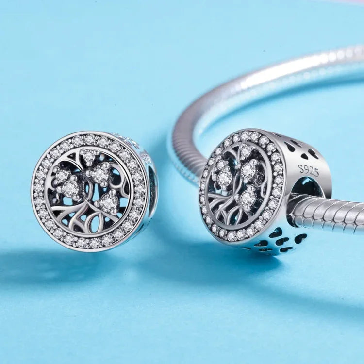 Lebensbaum-Armband aus 925er Sterlingsilber, verziert mit losen Perlen