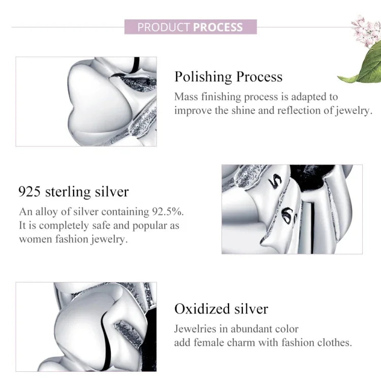 S925 Sterling Silber Herzförmige Perlen DIY Armband Halskette Zubehör