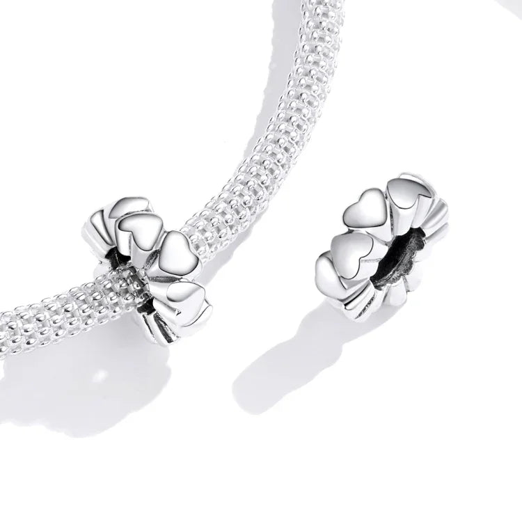 S925 Sterling Silber Herzförmige Perlen DIY Armband Halskette Zubehör